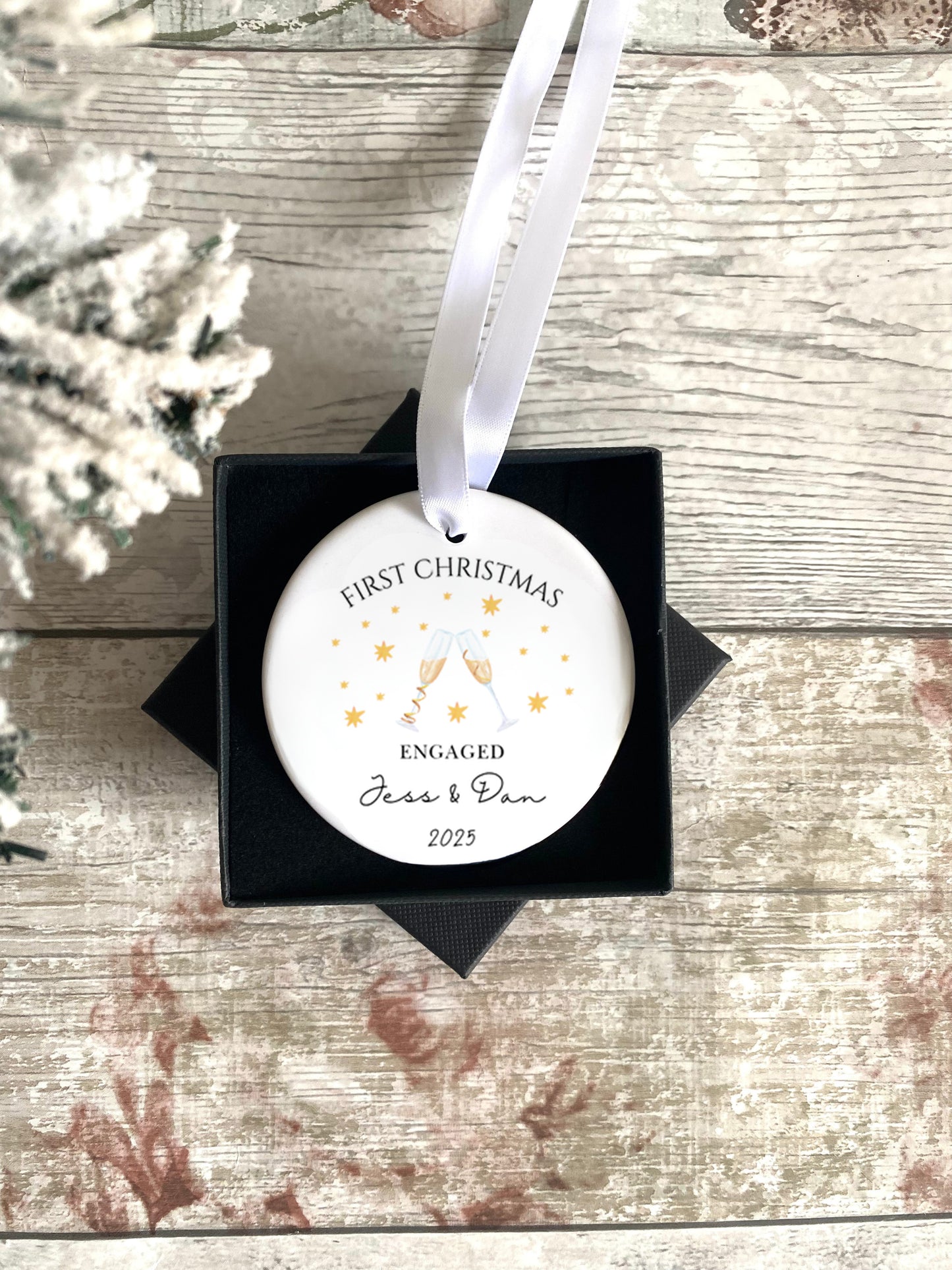 First Christmas Engaged Bauble - Engagement Gift For Couples - 1st Xmas Decoration