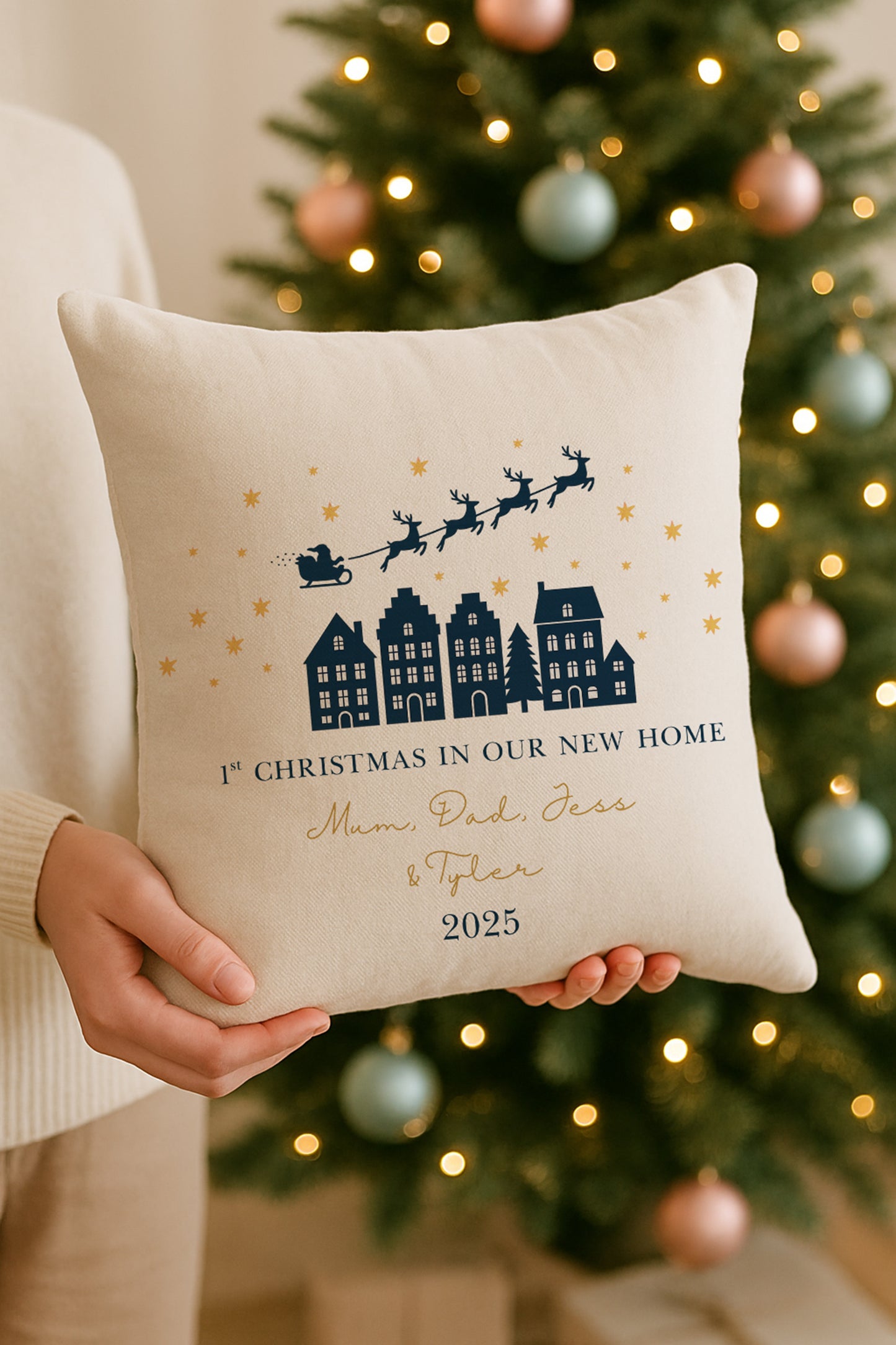 First Christmas In New Home Personalised Cushion