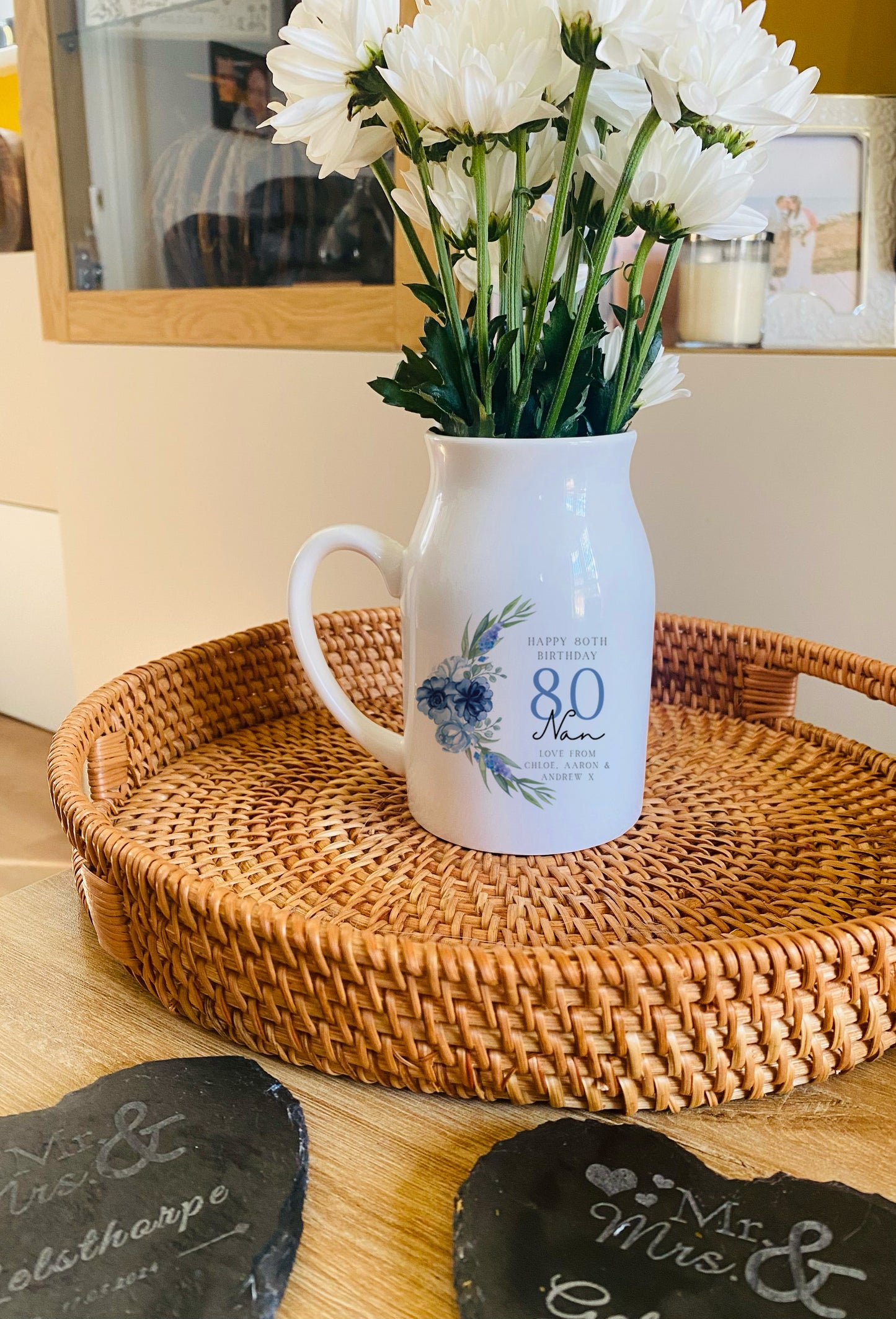 Personalised 80th Birthday Vase, Small Flower Jug, Nan Birthday Gift, Milestone Keepsake