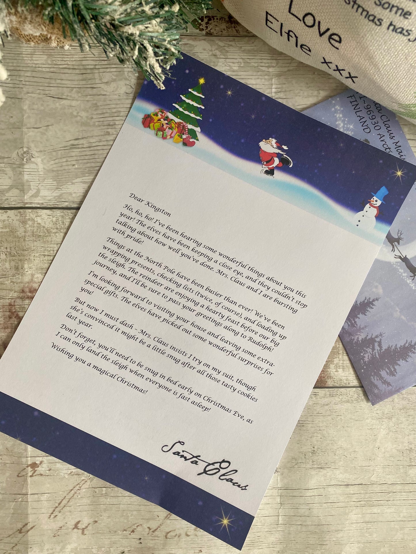 Personalised Letter From Santa and Envelope - Christmas Eve Box Fillers