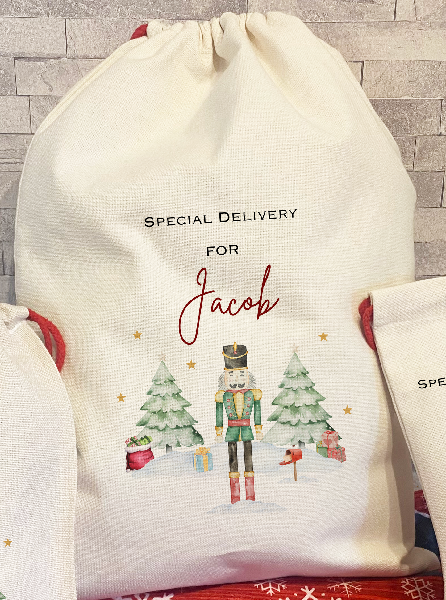 Personalised Santa Sack, Christmas Sack, Christmas Nutcracker, First Christmas Gift, Christmas Eve Bag, Christmas Stocking Set