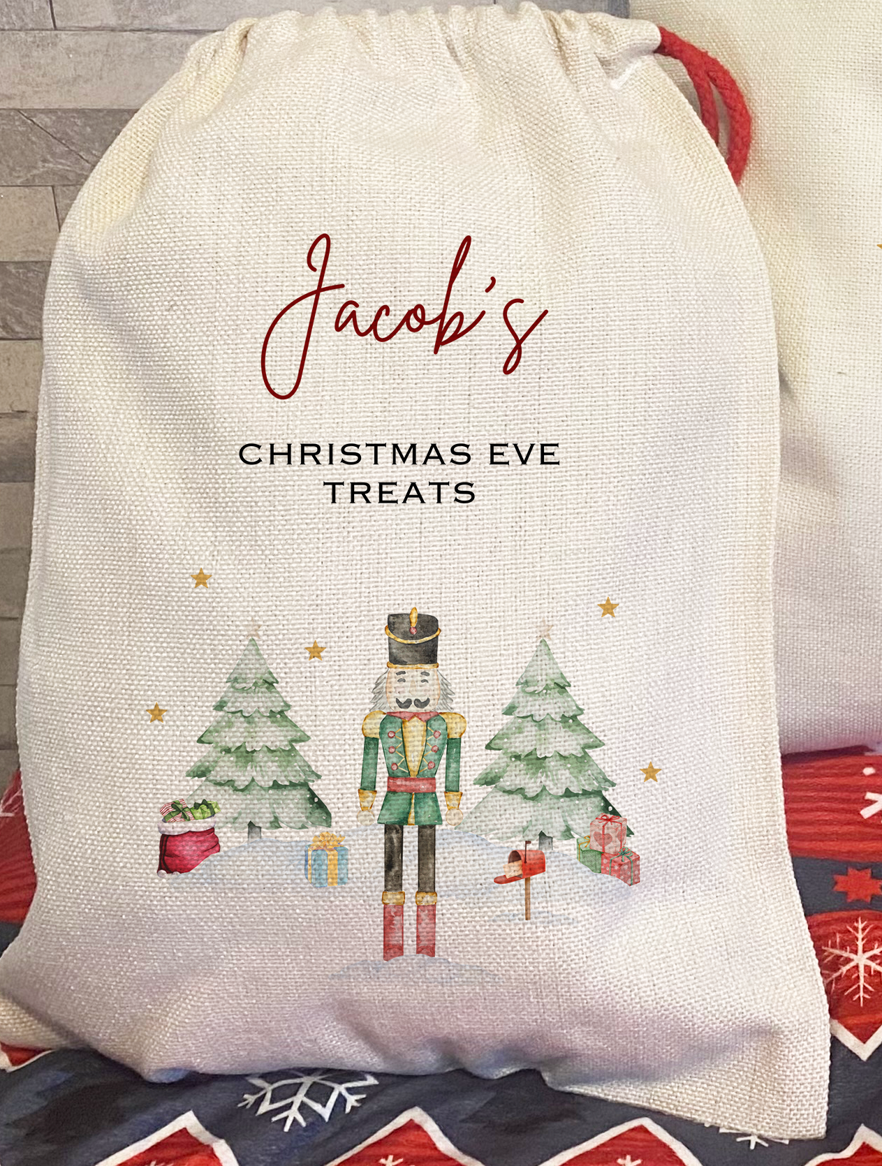 Personalised Santa Sack, Christmas Sack, Christmas Nutcracker, First Christmas Gift, Christmas Eve Bag, Christmas Stocking Set