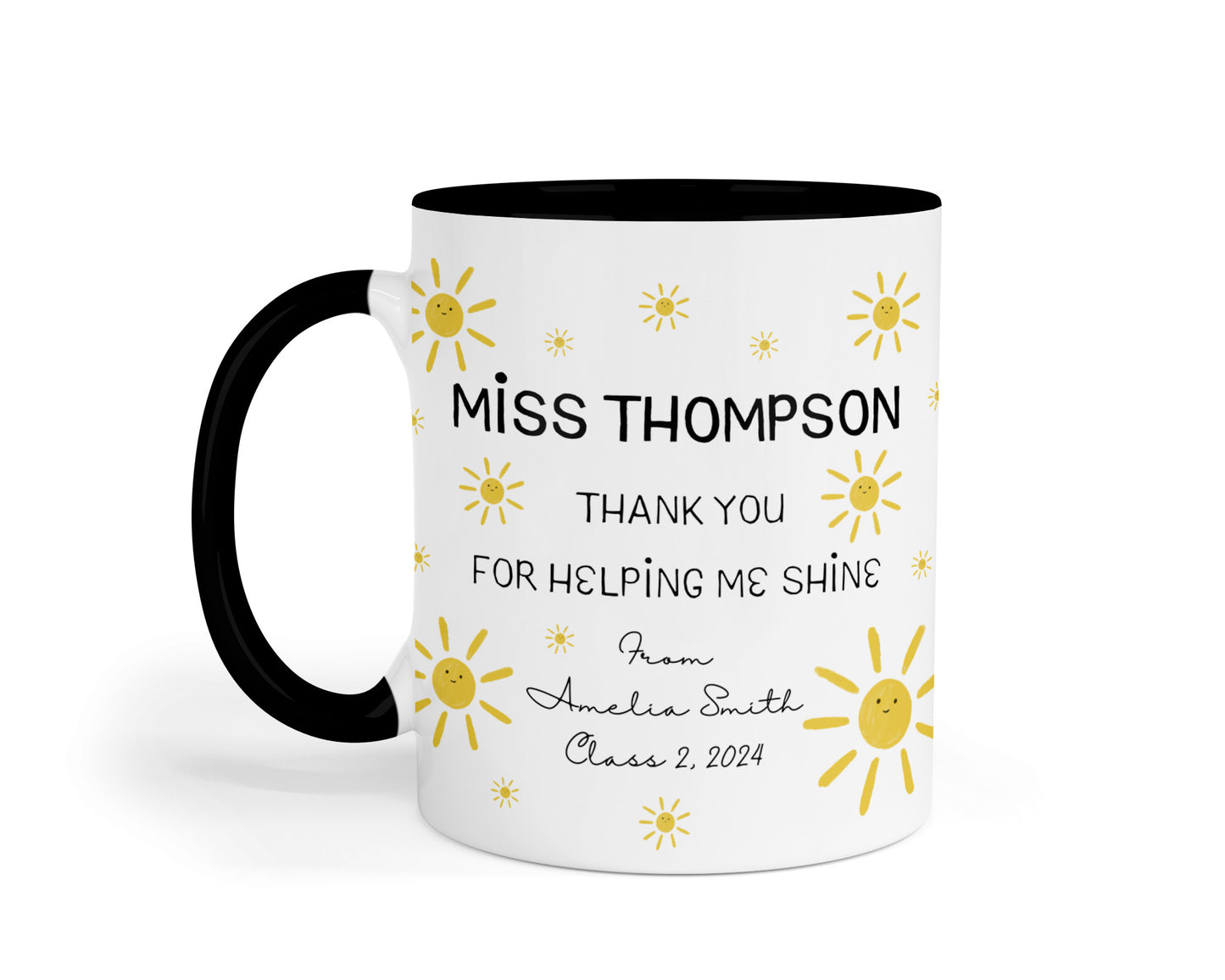 Teacher Gifts - Thank You For Helping Me Shine - Personalised Teacher Mug - Childminder Gift - Nursery Teacher Gift