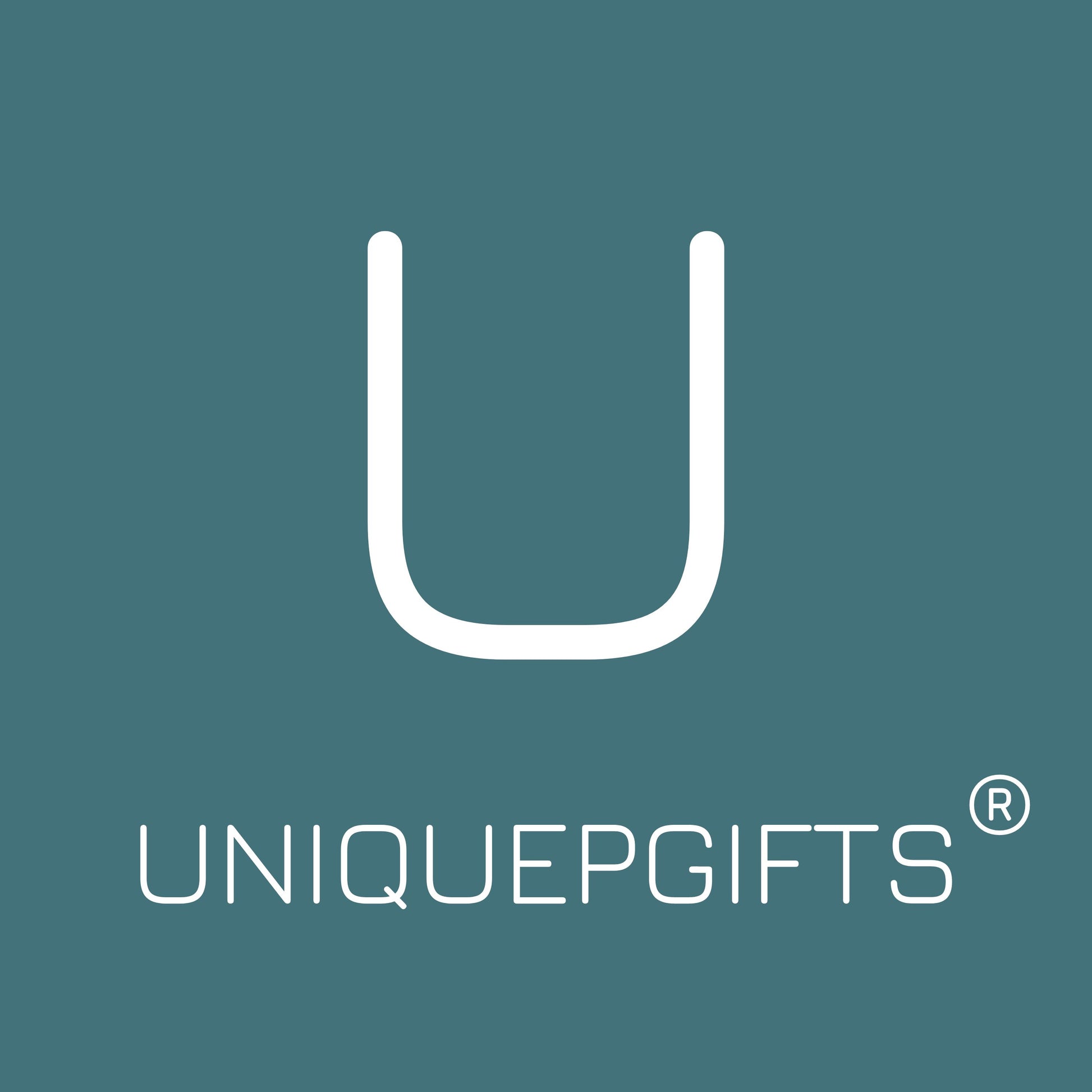 Logo of UNIQUEPGIFTS on a teal background