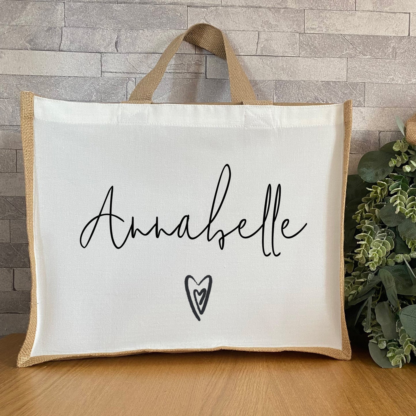 Personalised Large Jute Tote Beach Bag - Jute Shopping Bag - Large Bag For Her