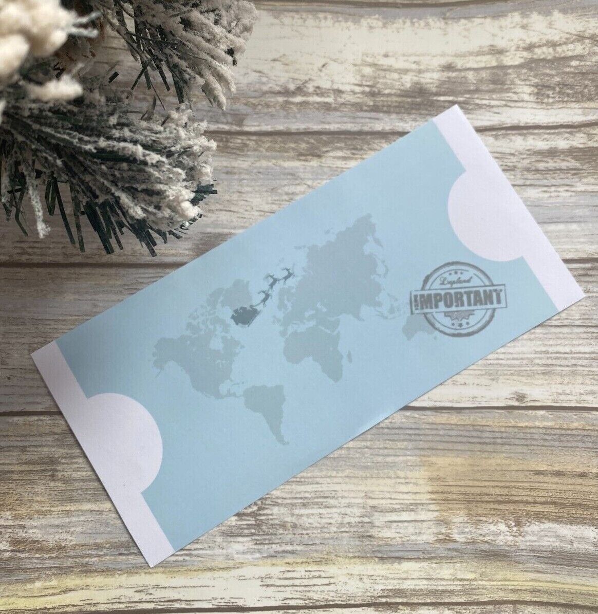 Boarding Pass with world map design and 'Important' stamp on a wooden surface