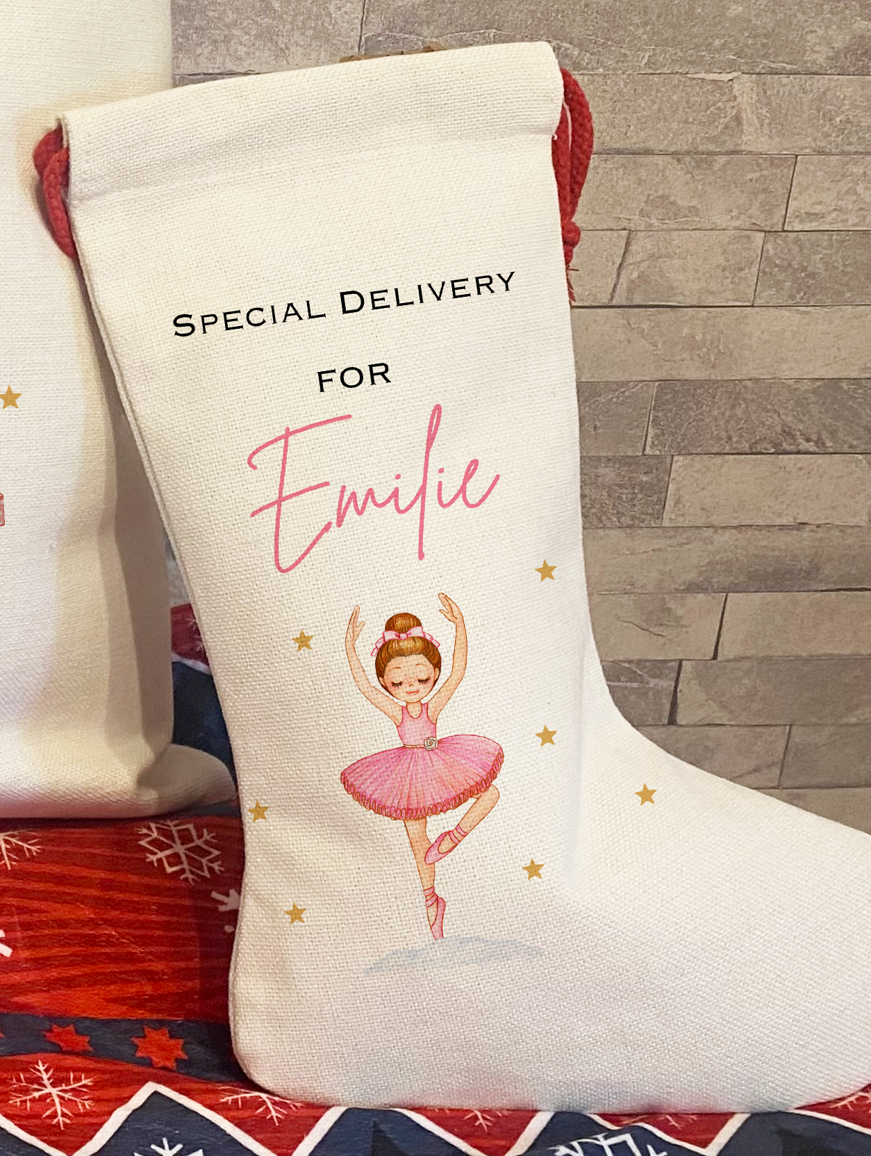 Personalised Santa Sack, Christmas Sack, Christmas Ballerina, First Christmas Gift, Christmas Eve Bag, Christmas Stocking Set