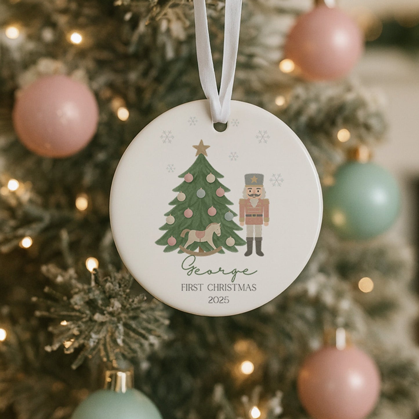 Baby's First Christmas Bauble - Ceramic Xmas Decoration - Ballerina, Nutcracker & Santa Designs