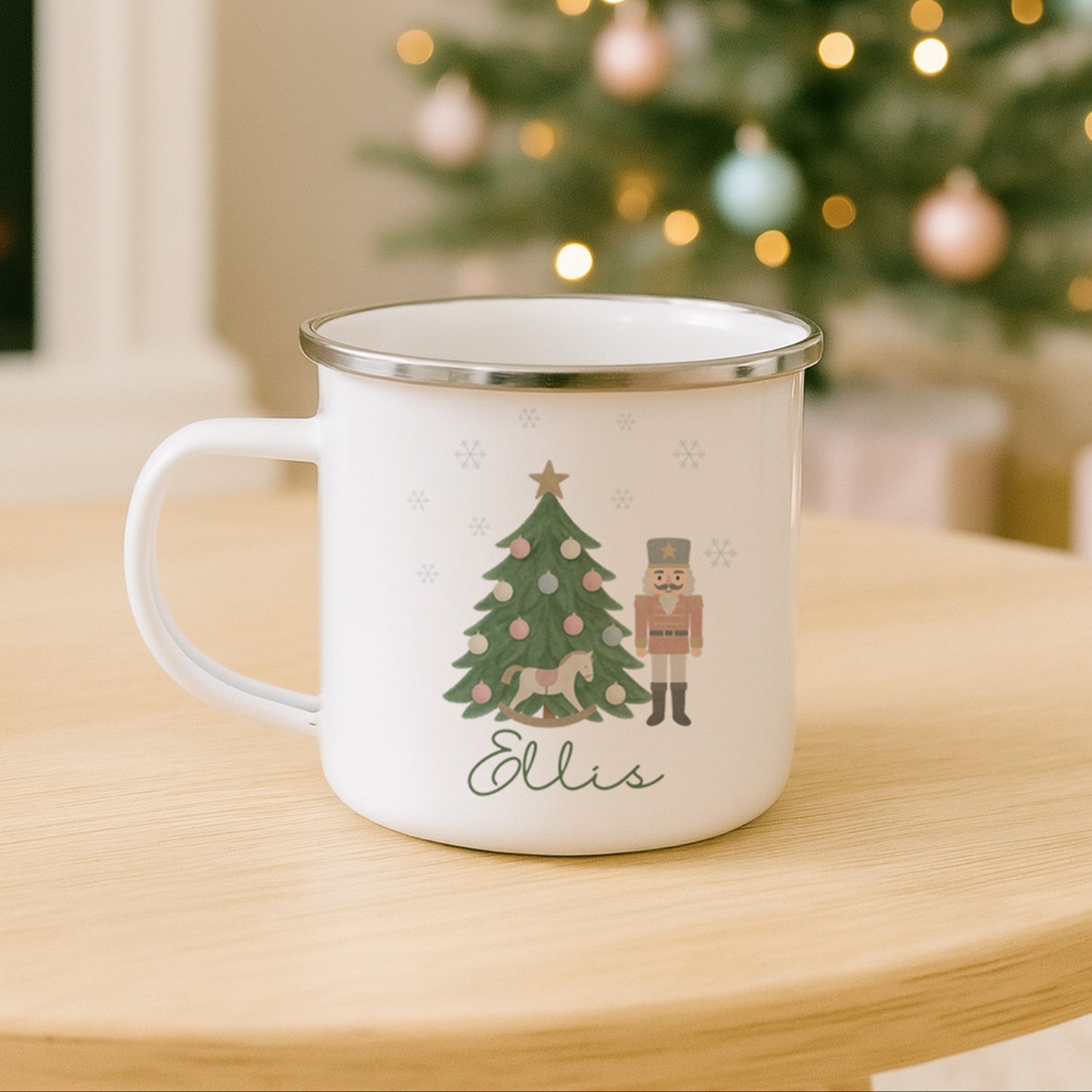 Personalised Kids Christmas Cups - Reusable Enamel Mug - Ballerina, Nutcracker & Santa Designs