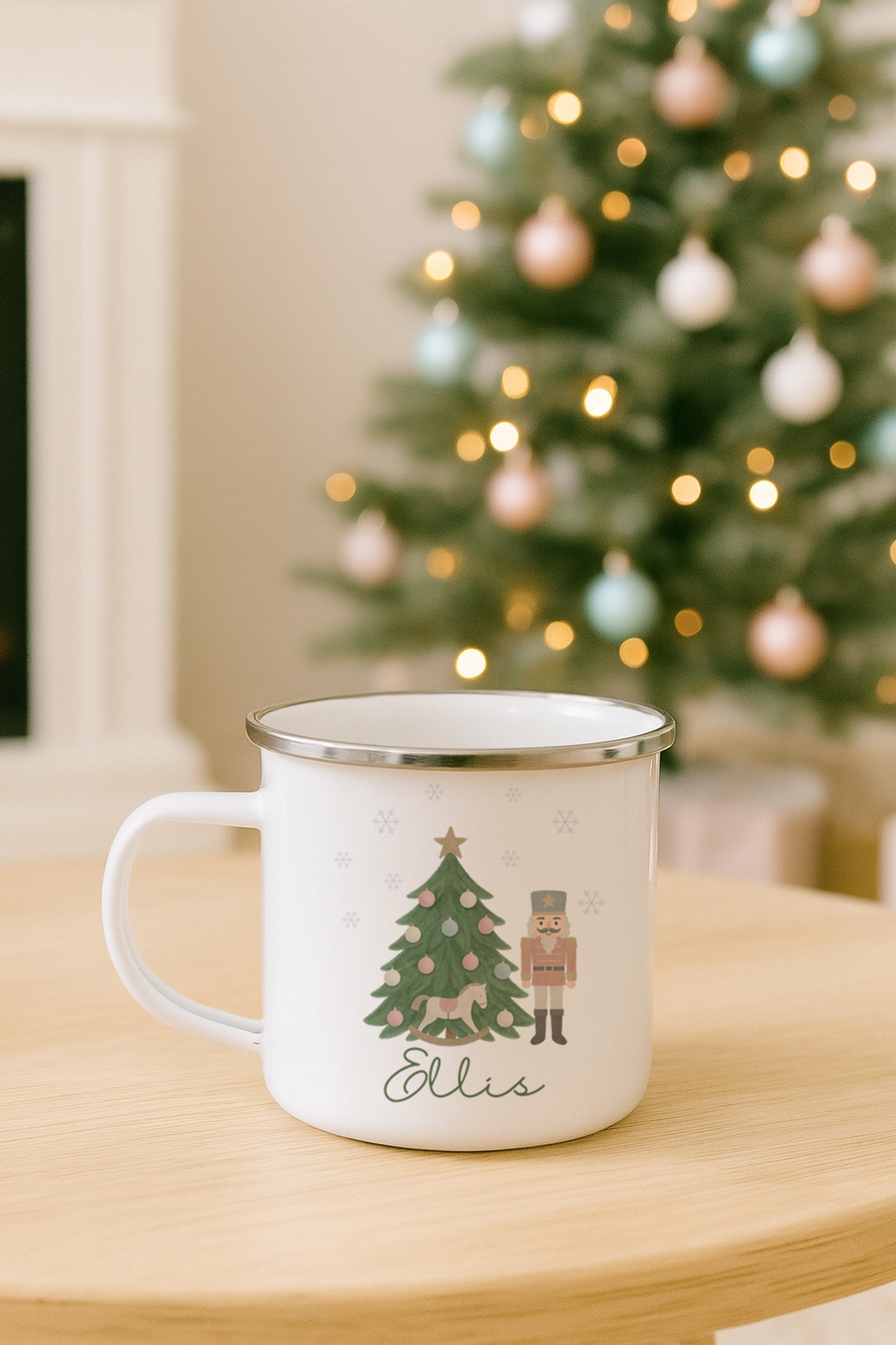 Personalised Kids Christmas Cups - Reusable Enamel Mug - Ballerina, Nutcracker & Santa Designs