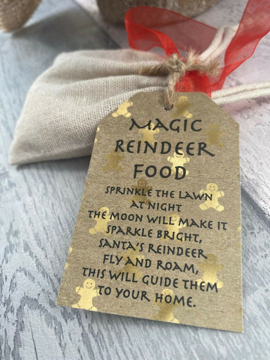 Magic reindeer food with a tag and a poem to enhance Christmas Eve