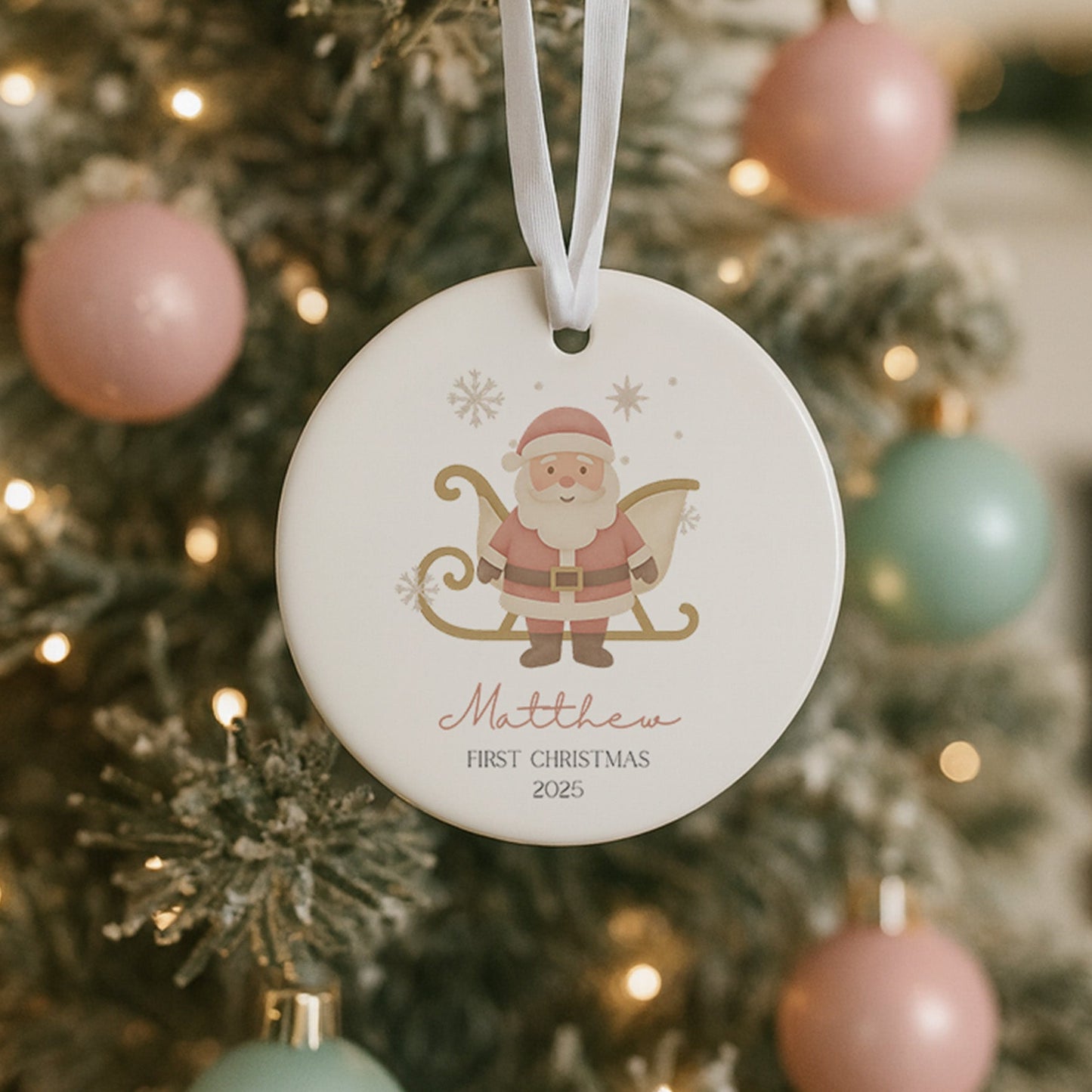 Baby's First Christmas Bauble - Ceramic Xmas Decoration - Ballerina, Nutcracker & Santa Designs