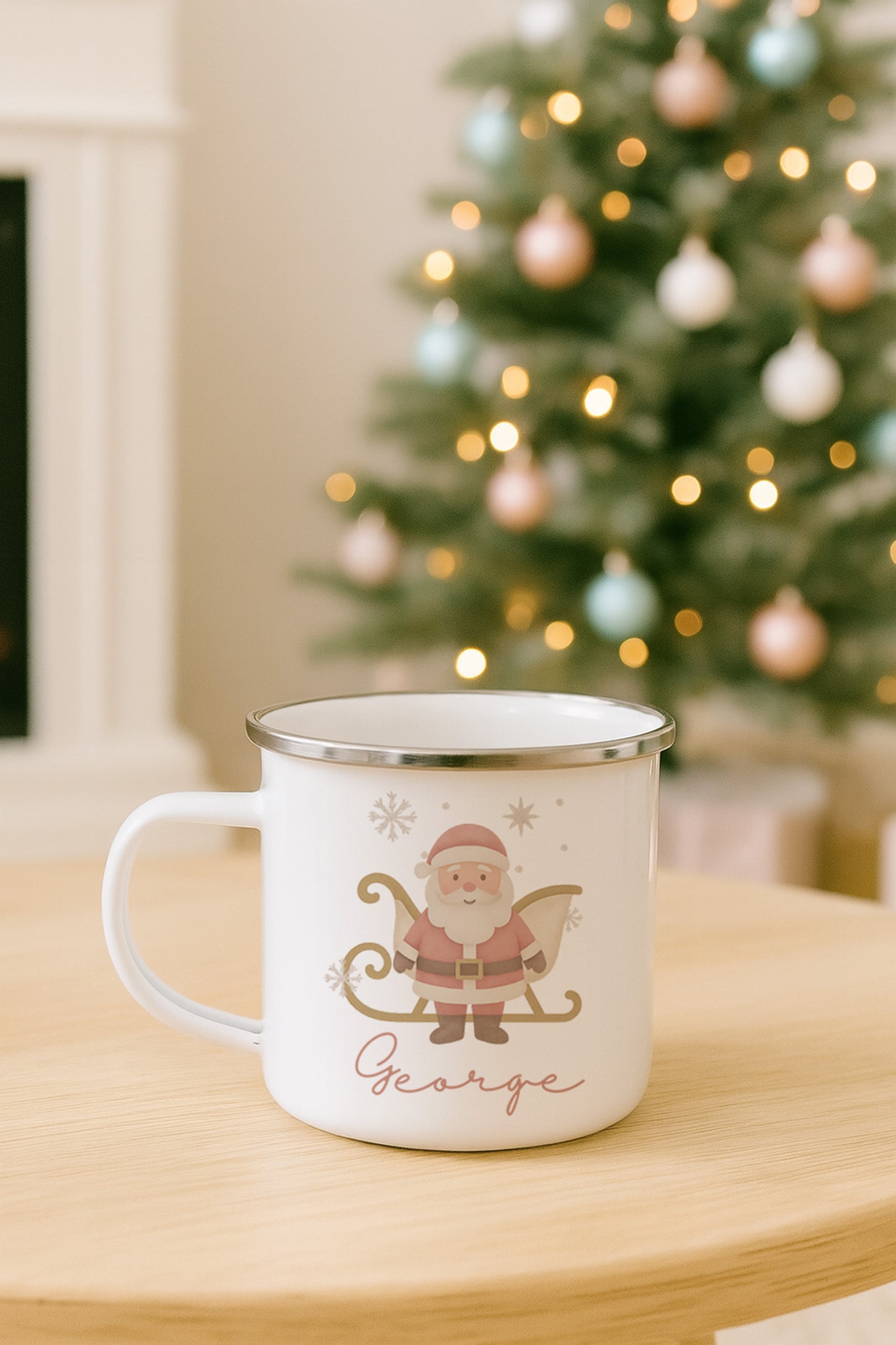 Personalised Kids Christmas Cups - Reusable Enamel Mug - Ballerina, Nutcracker & Santa Designs