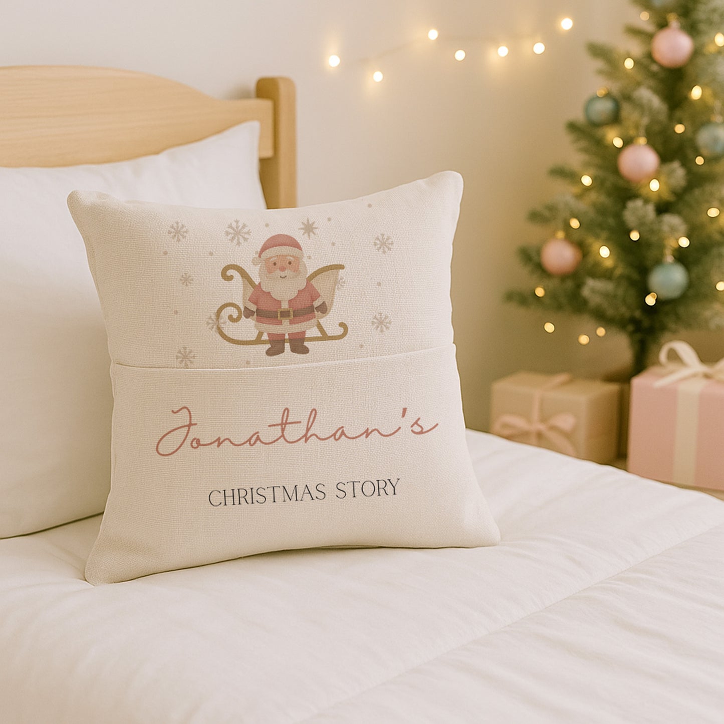 Personalised Christmas Story Book Cushion - Ballerina, Nutcracker & Santa Designs