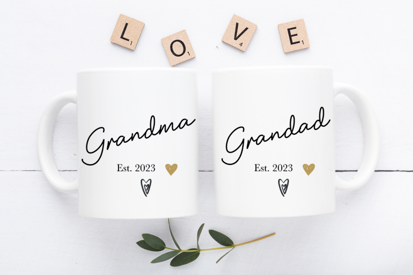 Personalised Grandma and Grandad Mugs Set - New Grandparents Gift - New Grandma Mug - Grandma Christmas Gift