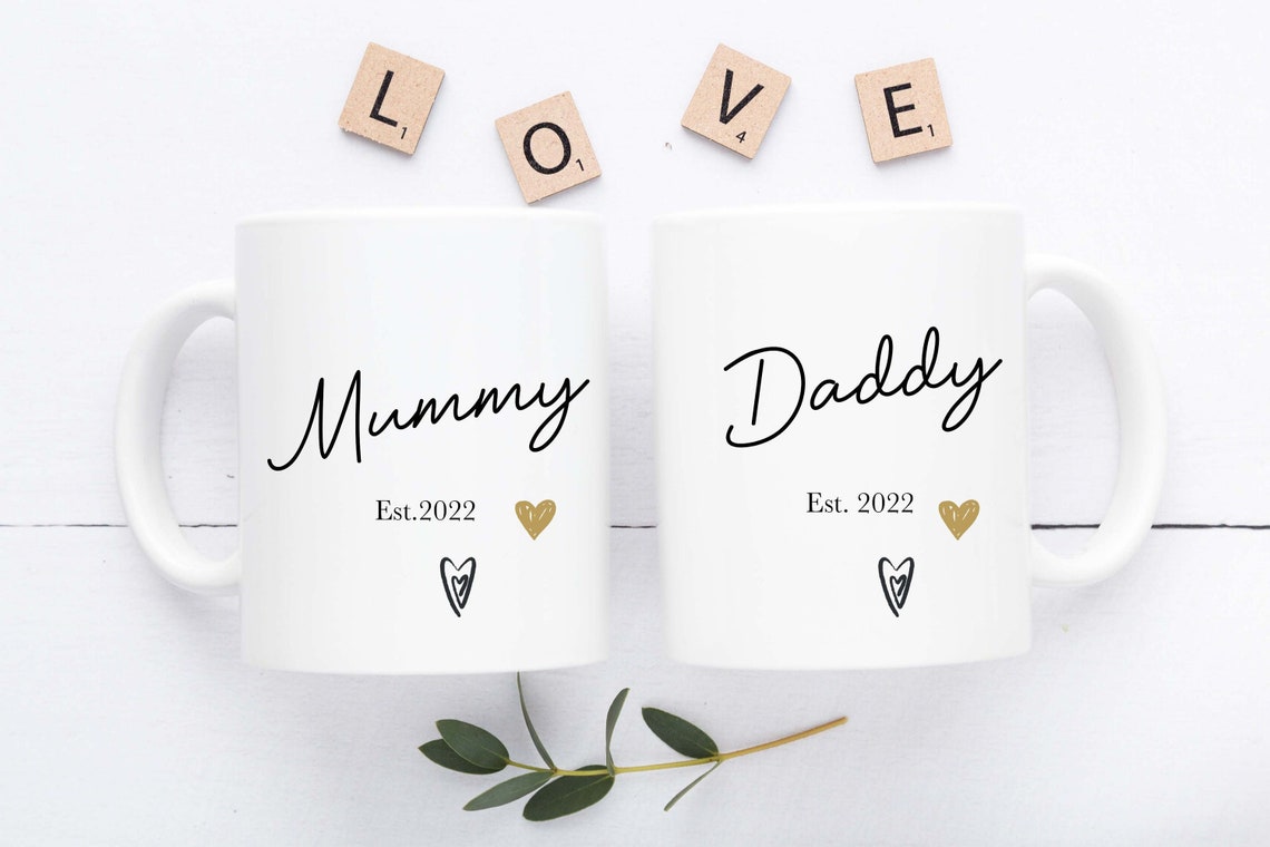 Personalised Mummy And Daddy Mugs - New Parents Congratulations Gift