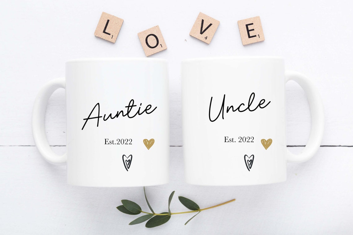 Auntie And Uncle Mugs - New Auntie Gift - New Uncle Gift - Auntie Christmas Gift