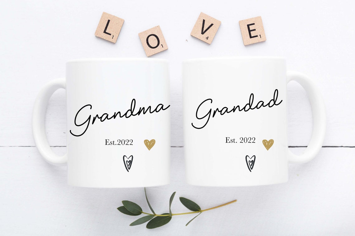 Personalised Grandma and Grandad Mugs Set - New Grandparents Gift - New Grandma Mug - Grandma Christmas Gift