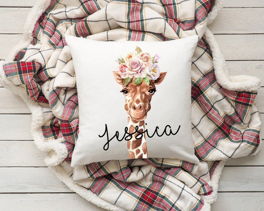 Personalised Giraffe Cushion - Gift For Her