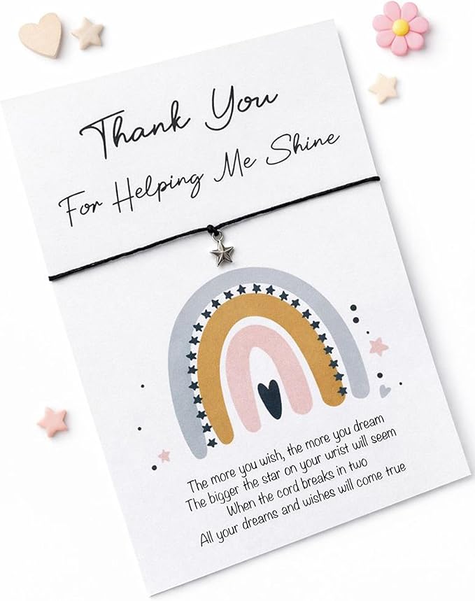 Teacher Gifts, Thank You For Helping Me Shine Wish Bracelet