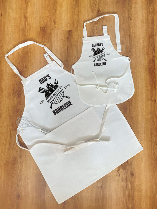Personalised BBQ Apron - Father's Day Gift For Dad & Son