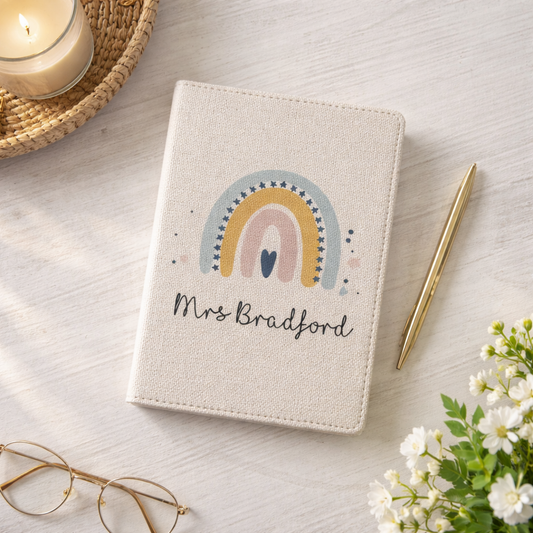 Personalised reusable A5 Linen Hardbacked Notebook