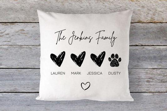 Personalised Family Heart Cushion - Mother's Day Gift - New Baby Gift - Family Cushion - Mum Gift - Housewarming Gift