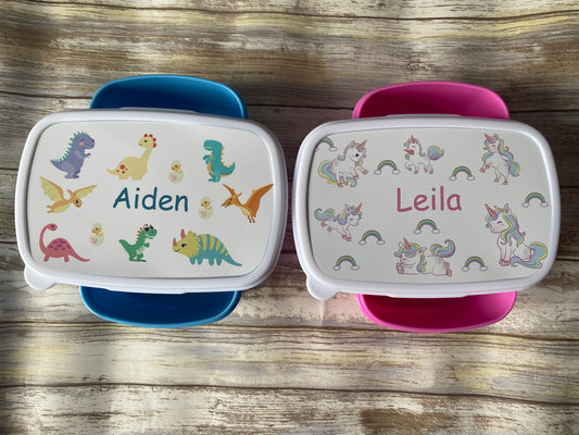 Personalised Snack Box For Kids, Dinosaur Gifts, Unicorn Gifts, Nursery Lunch Box
