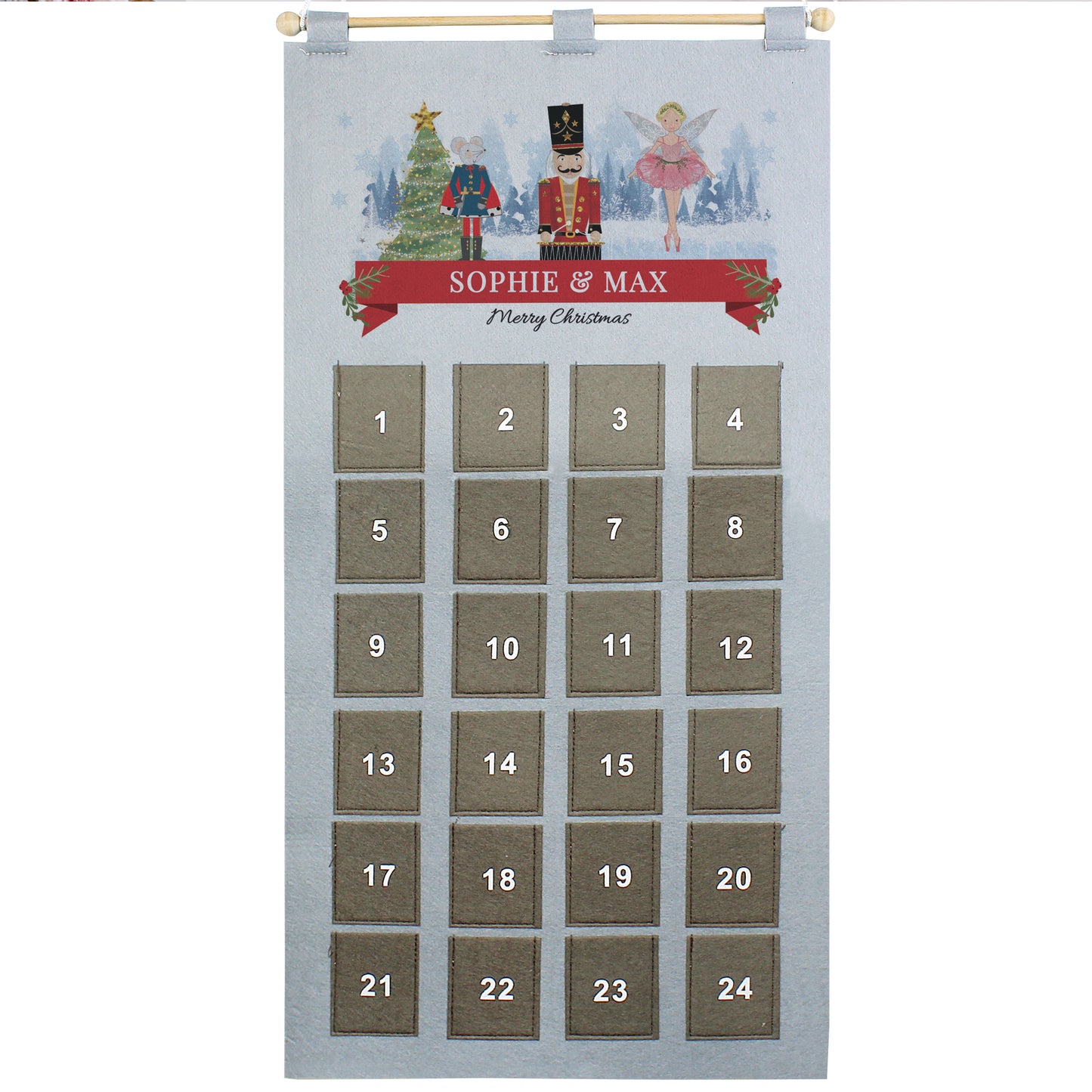 Personalised Nutcracker Advent Calendar In Silver Grey