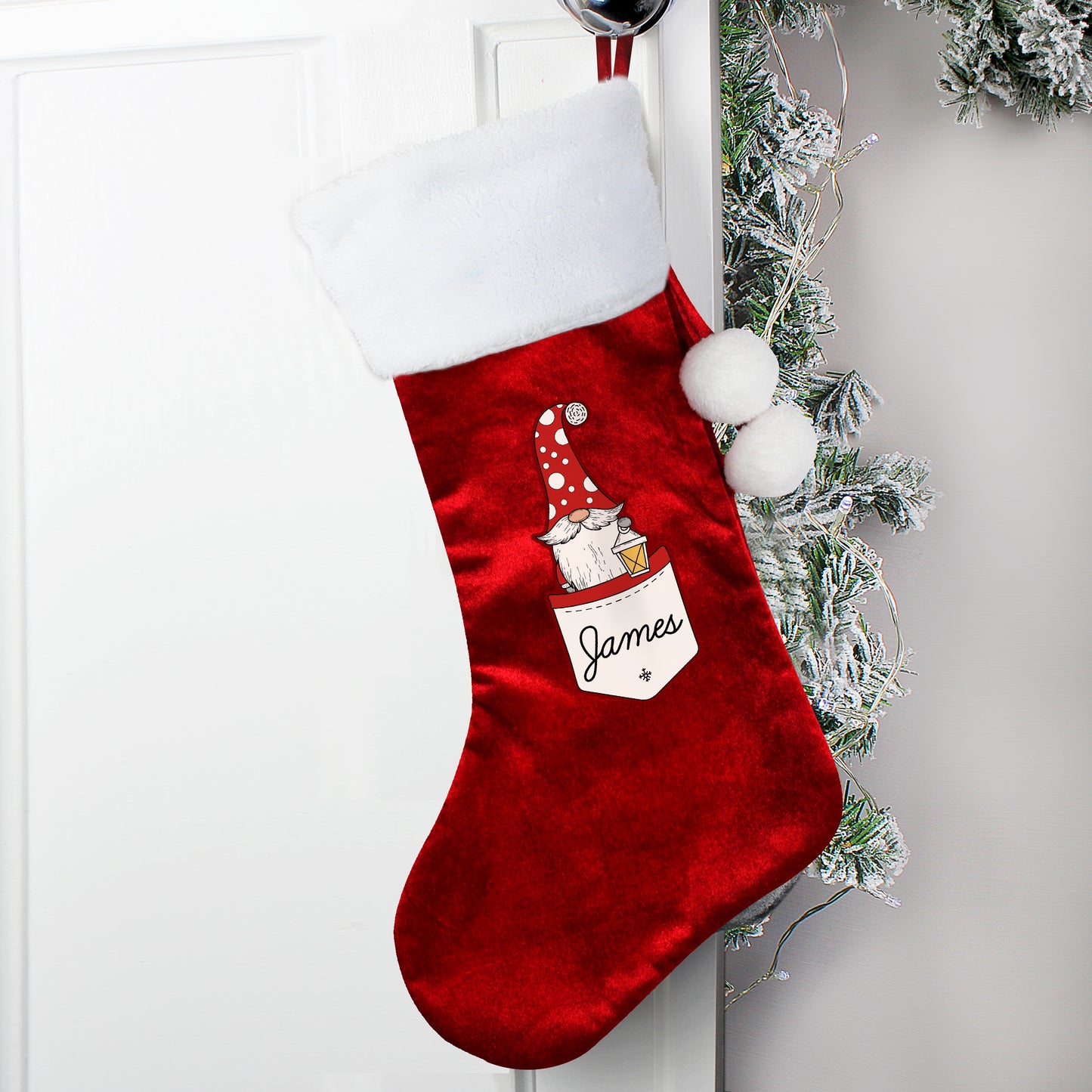 Personalised Gonk Family Red Christmas Stocking