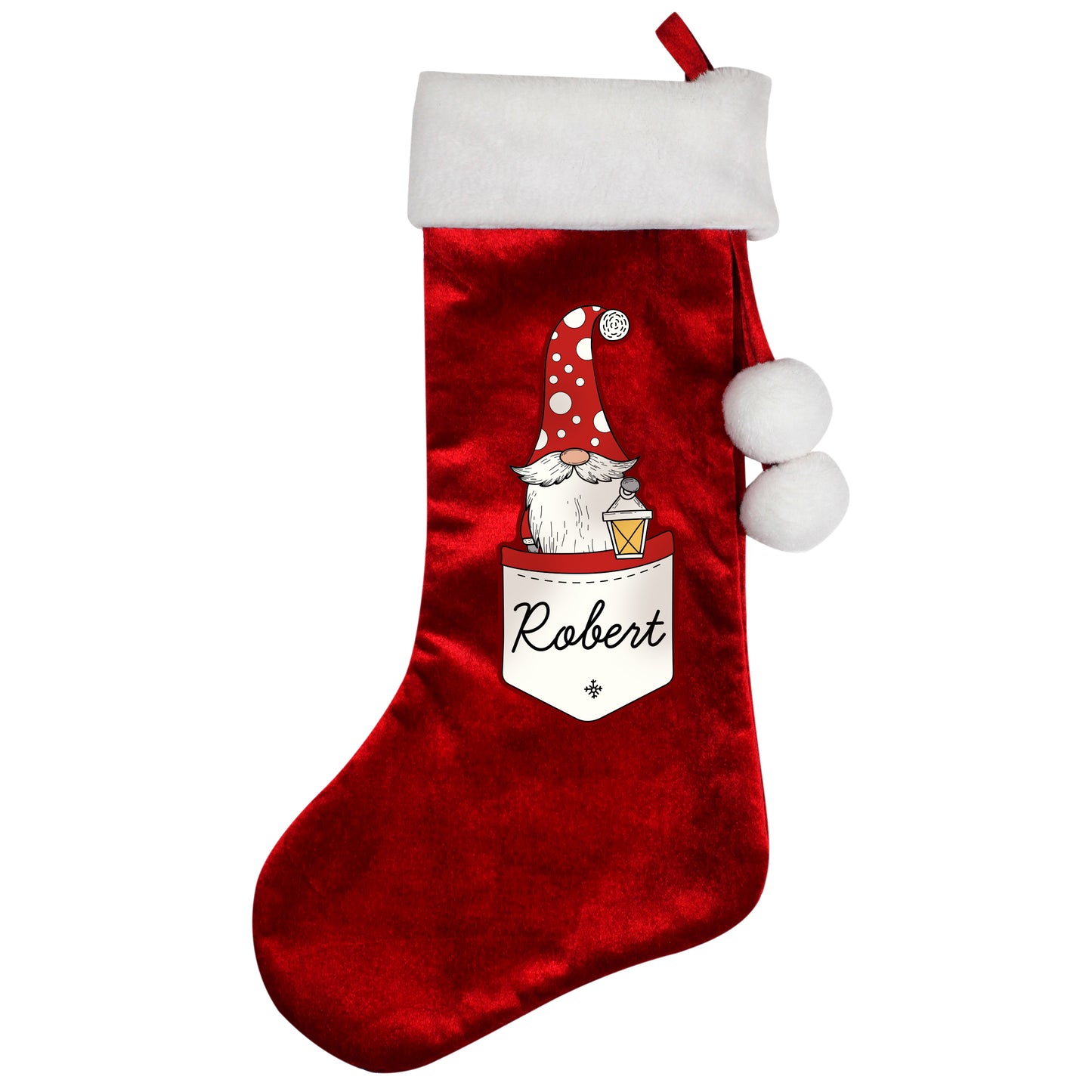 Personalised Gonk Family Red Christmas Stocking