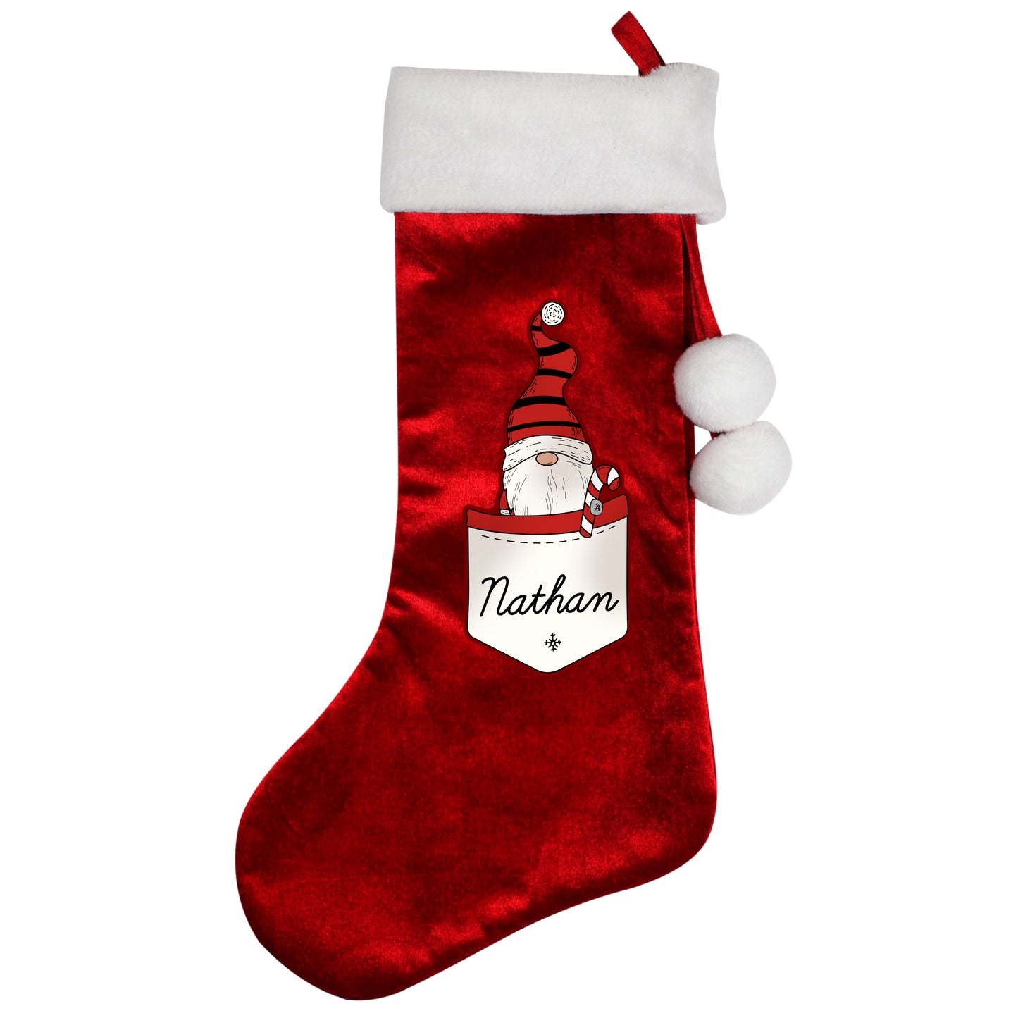 Personalised Gonk Family Red Christmas Stocking