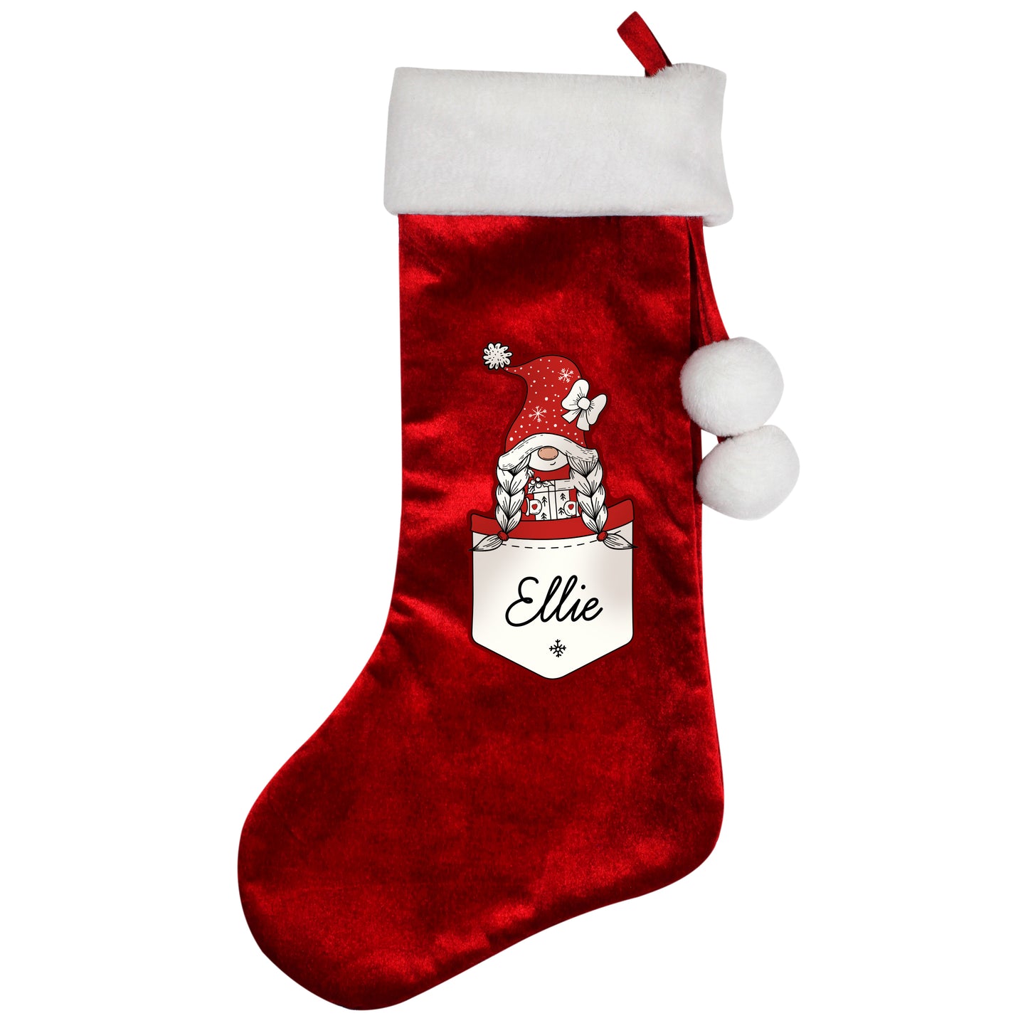 Personalised Gonk Family Red Christmas Stocking