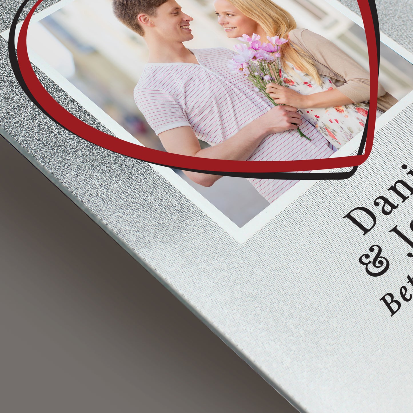 Personalized photo frame with a couple on the cover
