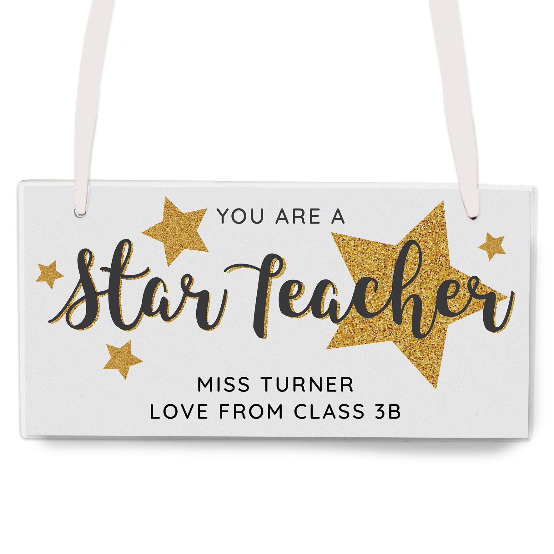 Decorative sign with 'You are a star teacher' text and gold stars on a white background
