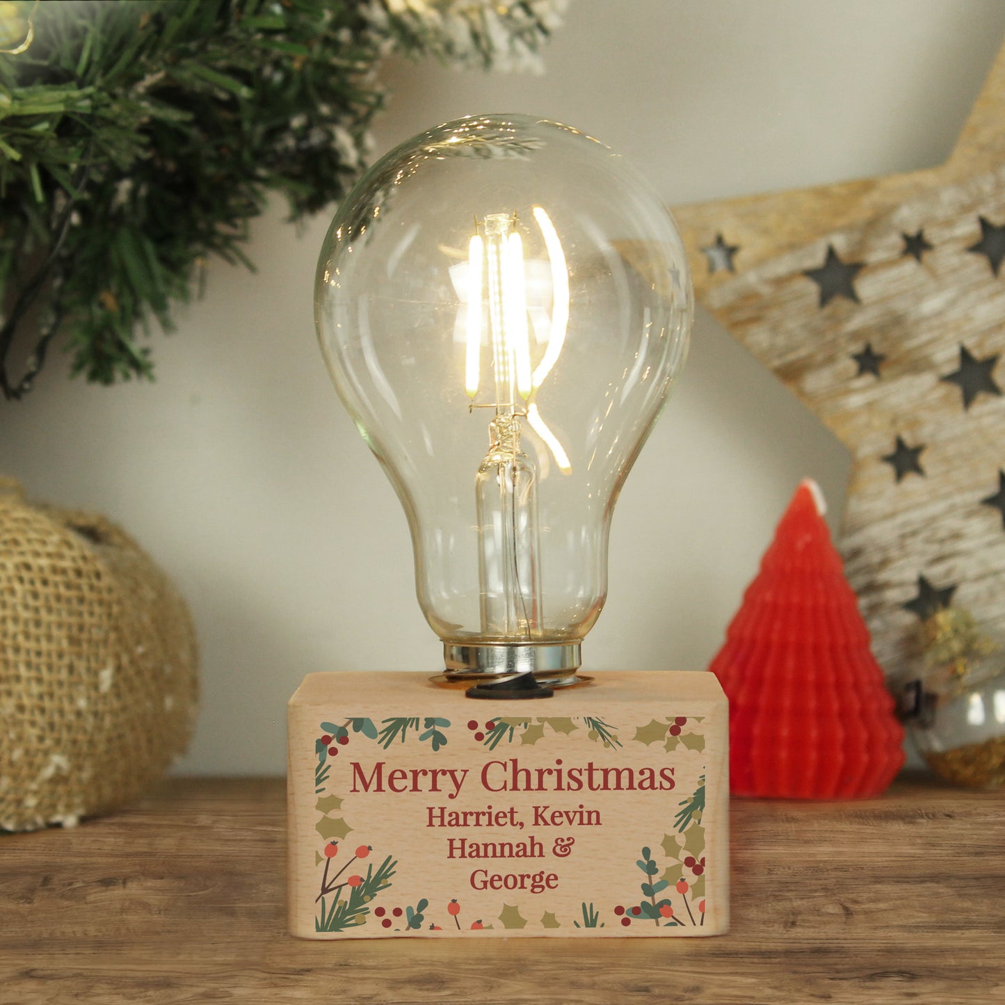 Personalised Christmas Foliage Light Bulb