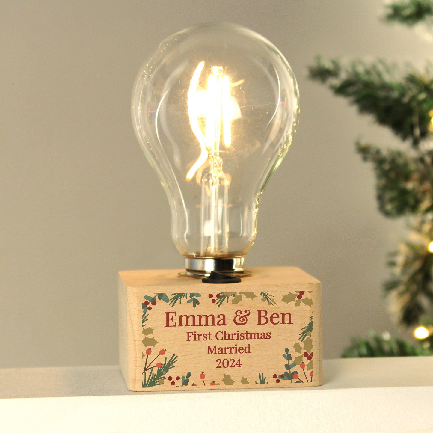 Personalised Christmas Foliage Light Bulb