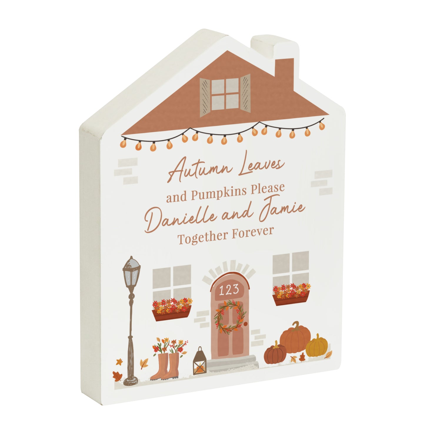 Personalised Autumnal Wooden House Ornament