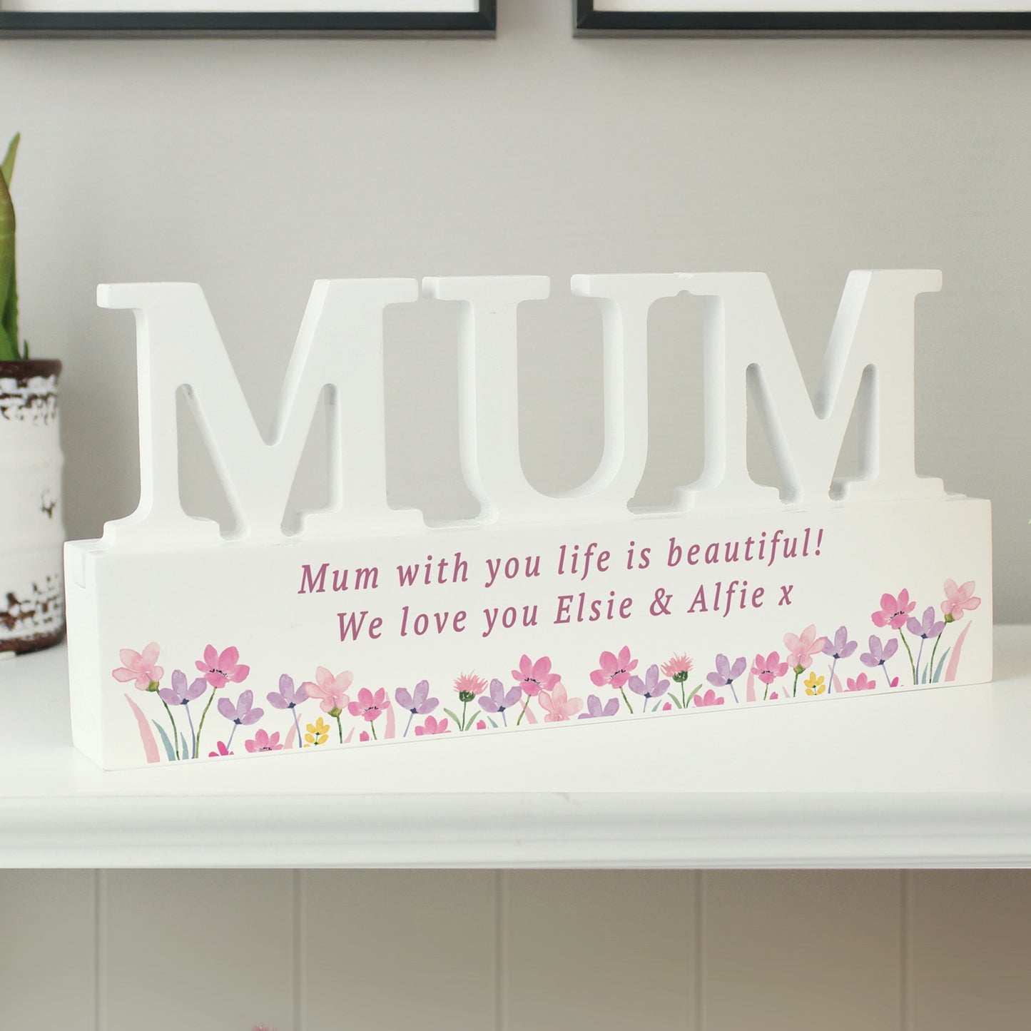 Personalised Floral Wooden Mum Ornament