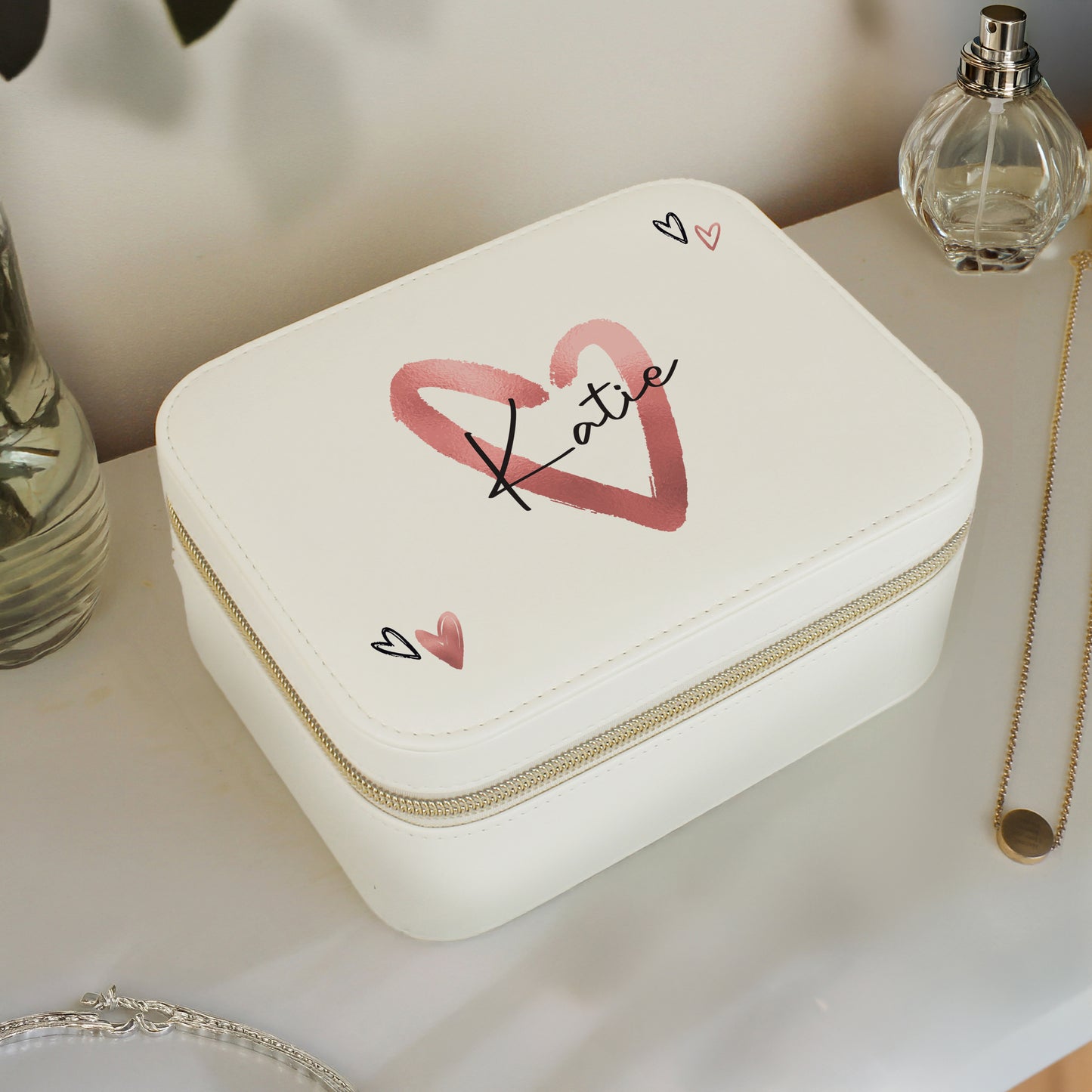 Personalised Heart Travel Jewellery Box