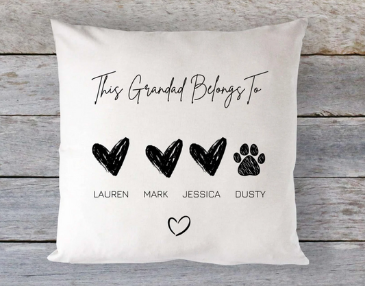 Grandad Cushion - Grandad Father's Day Gift - This Grandad Belongs To - Personalised Cushion - Grandad Gifts - Gift For Grandad