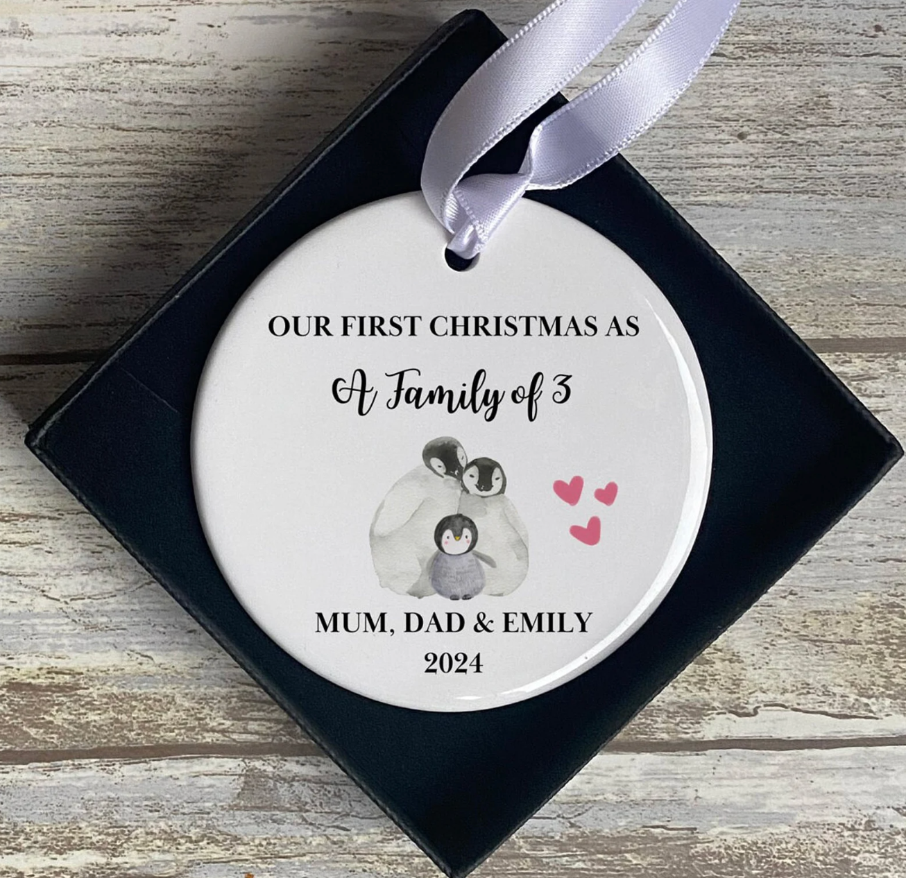 Personalised First Christmas as a Family of 3 Bauble - First Christmas Ornament - First Christmas Bauble - Baby First Xmas Tree Decoration