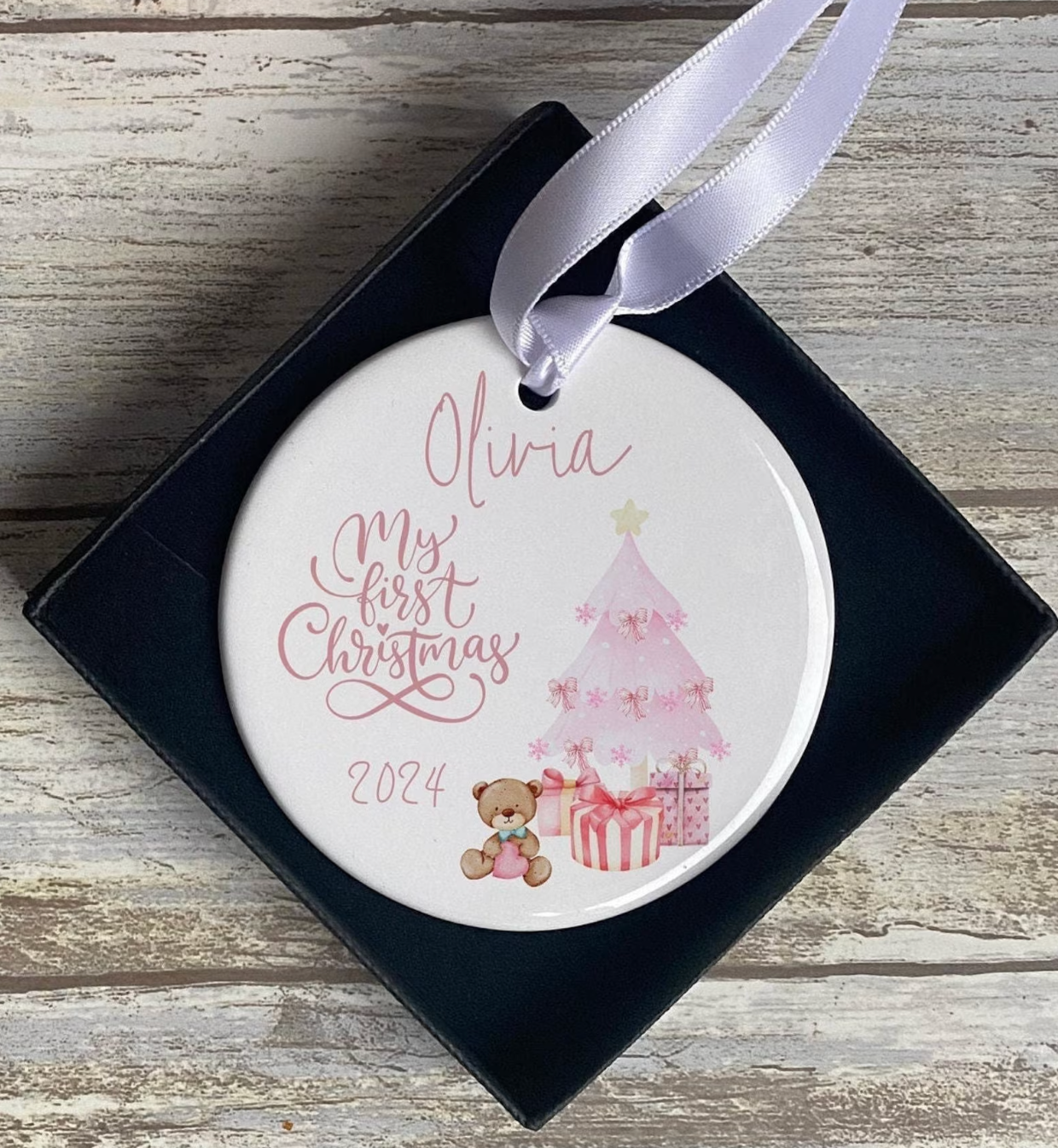 My First Christmas Bauble - 1st Christmas Gifts For Baby Girl - Pink Christmas - New Baby Keepsake