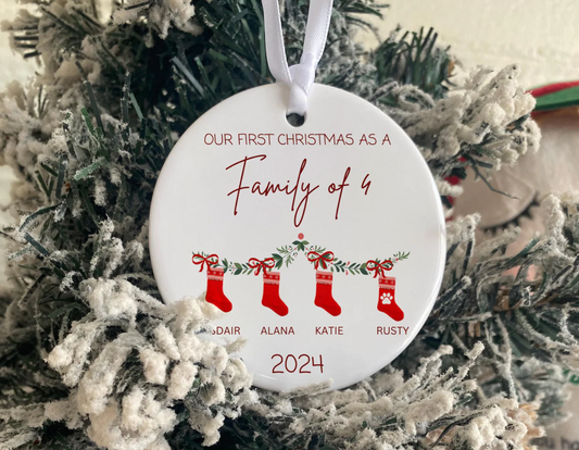 First Christmas as a Family of 3 Bauble - Personalised First Christmas Ornament - First Christmas Bauble - Family of 3/4/5