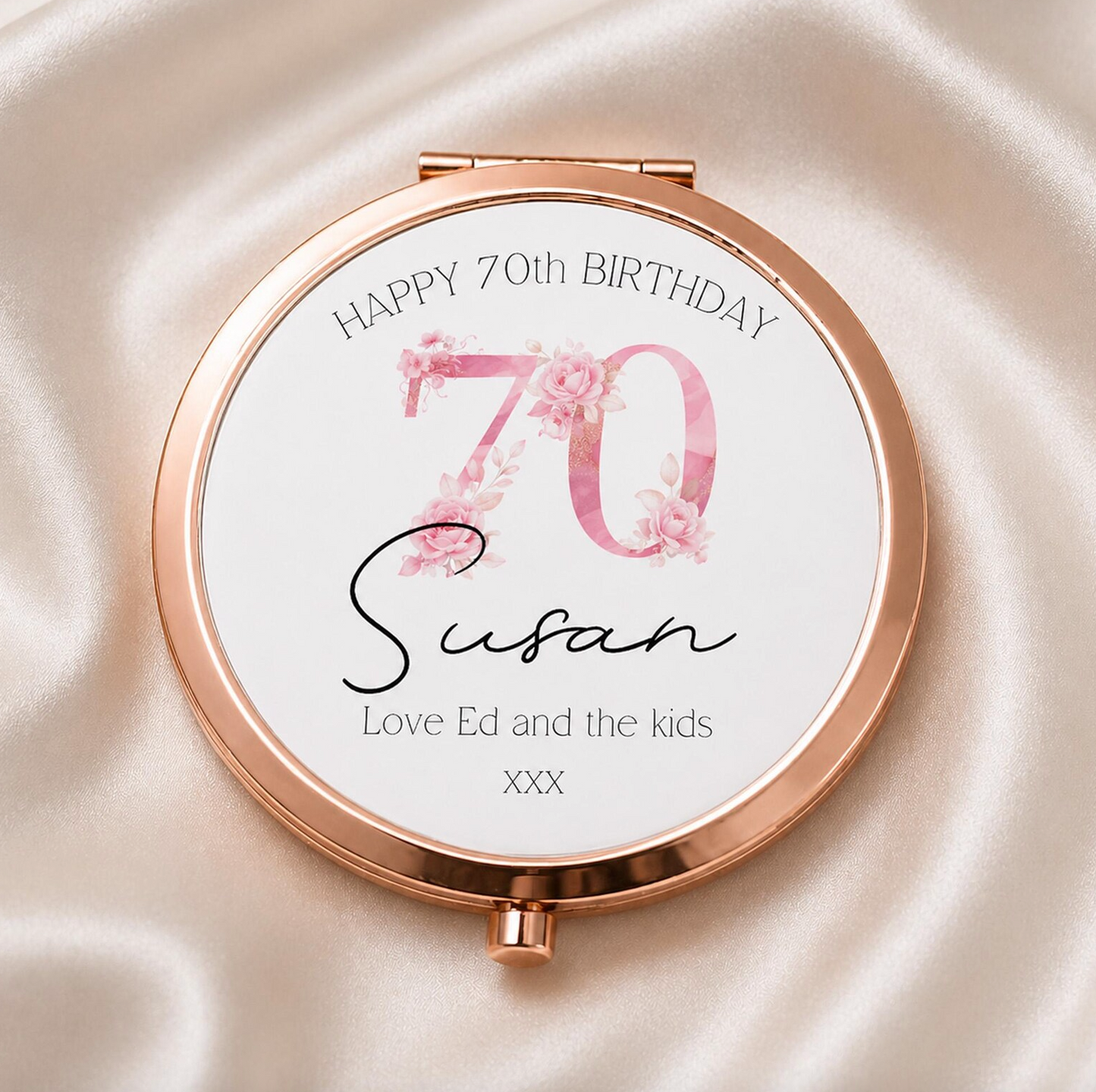 Personalised Birthday Compact Mirror, 30th 40th 50th 60th 70th 80th Birthday Gift for Her, Custom Milestone Birthday Keepsake, Mum Nan Gift