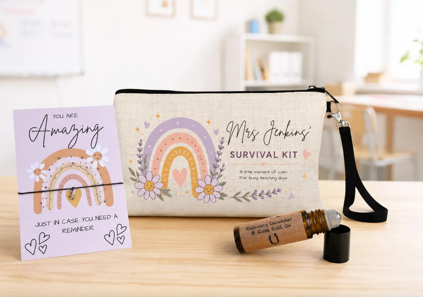 Personalised Teacher Gift Set, Teacher Survival Kit, Thank You Teacher Gift, End of Term Pamper Gift, Teaching Assistant Present UK