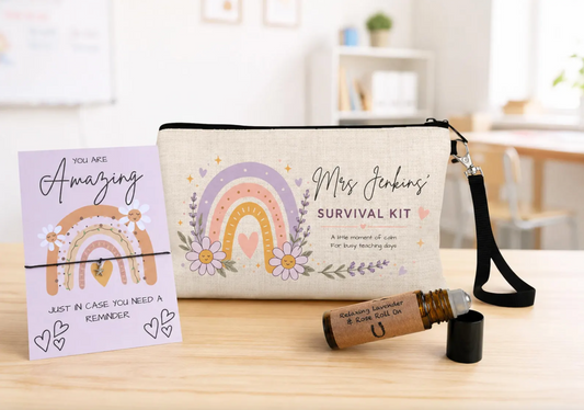 Personalised Teacher Gift Set, Teacher Survival Kit, Thank You Teacher Gift, End of Term Pamper Gift, Teaching Assistant Present UK