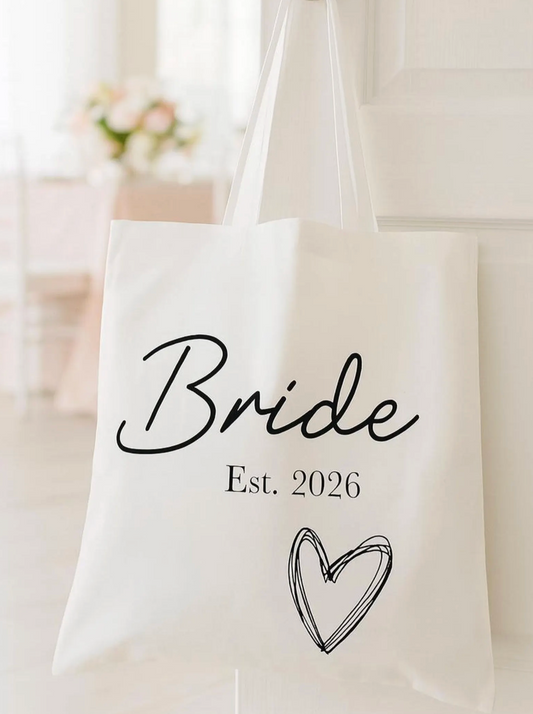 Personalised Bride Bag - Bride Tote Bag - Wedding Day Bag - PERSONALISED YEAR