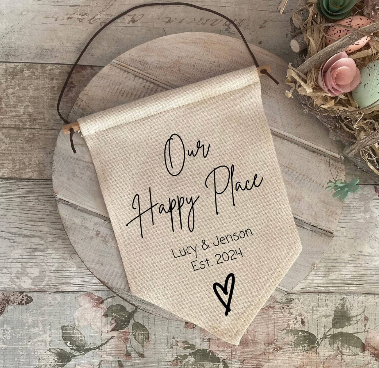 Personalised Our Happy Place Pennant