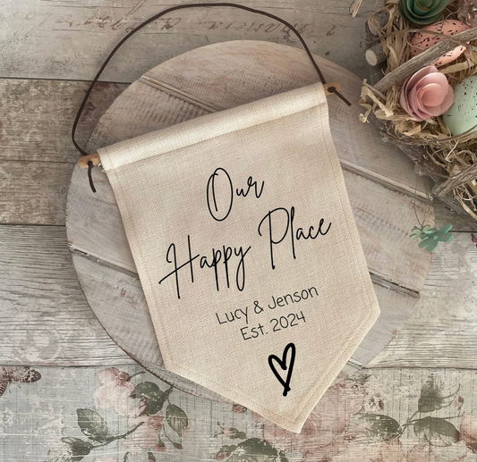 Personalised Our Happy Place Pennant
